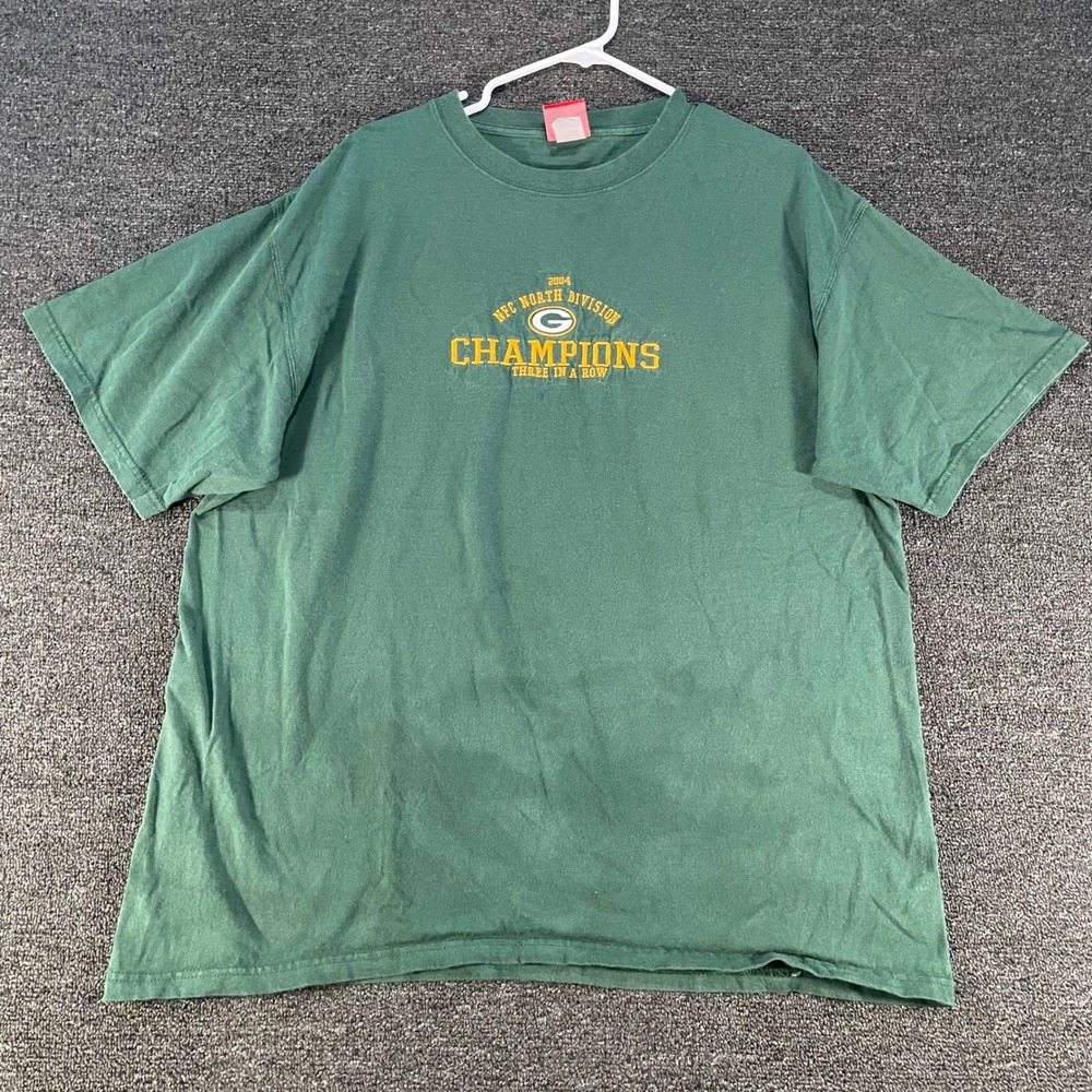 NFL Green Bay Packers T-Shirt Mens XL Green Good 2004 NFC North Champions Y2K